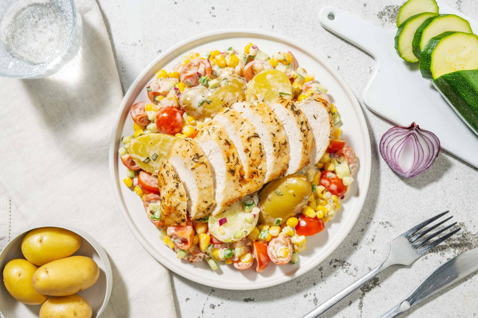 Krieltjessalade met Mediterrane kipfilet