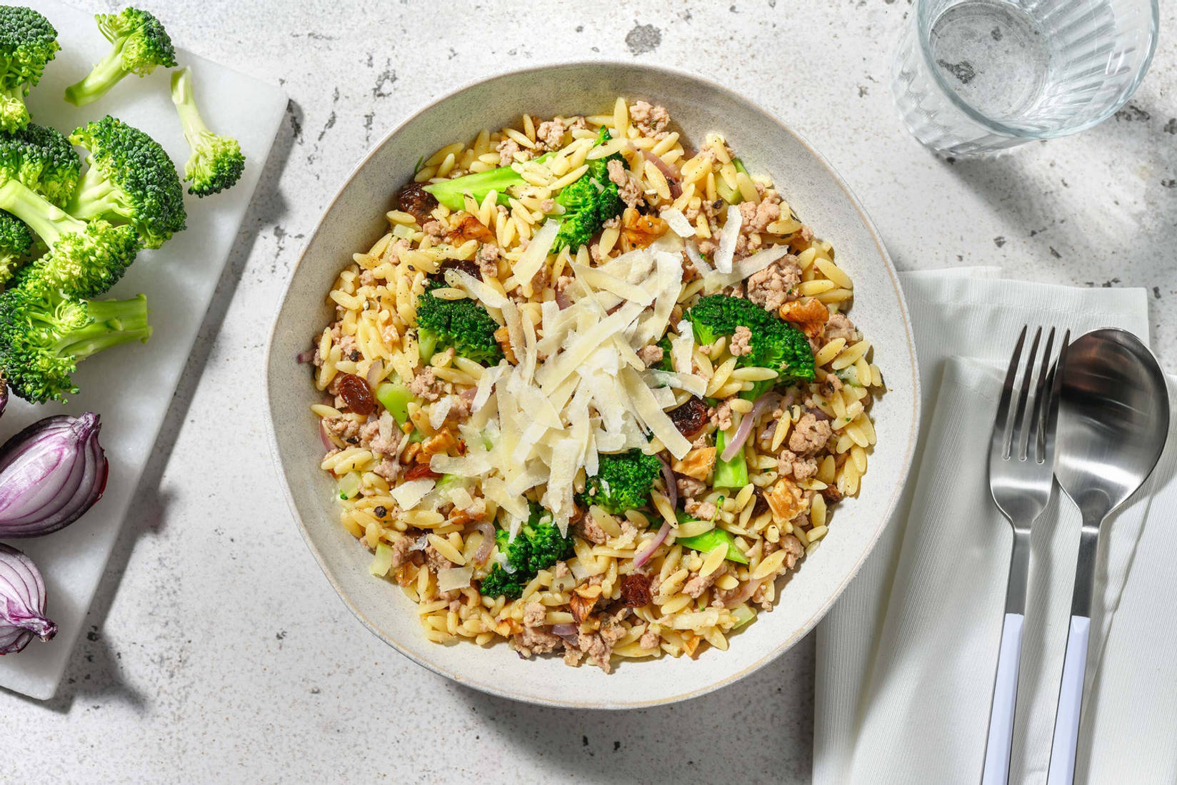 Orzo au poulet et pecorino