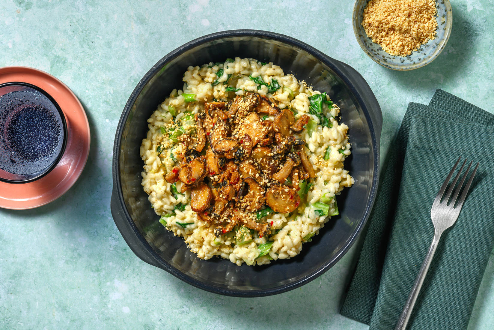 Risotto aux champignons assaisonnés au miso