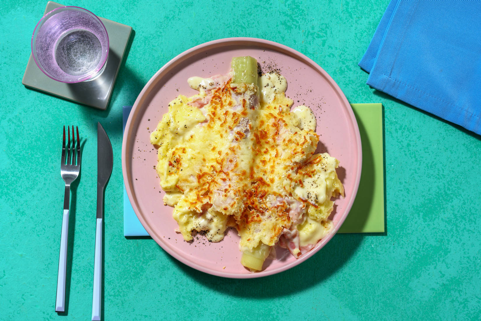 Gratin de poireau crémeux au jambon