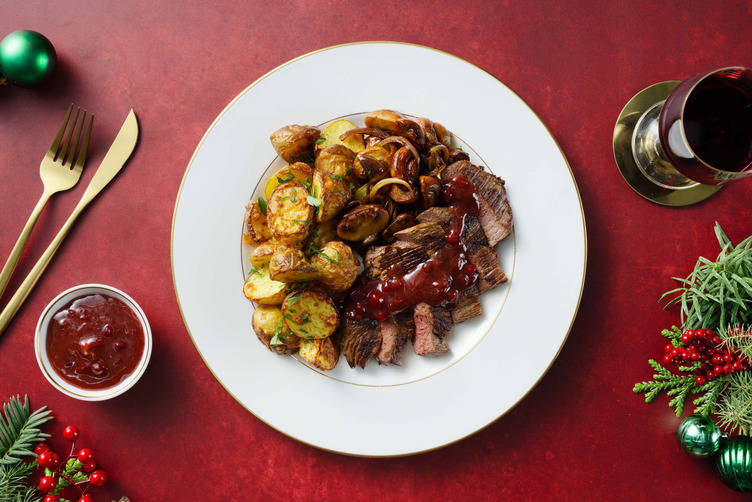 Rindshuftsteak mit geschmorten Pilzen