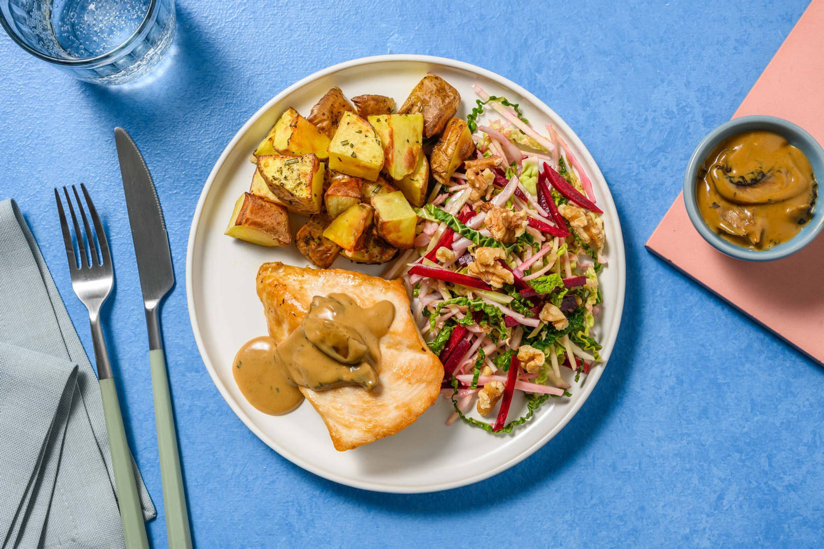 Ugnsstekt kyckling i krämig svampsås