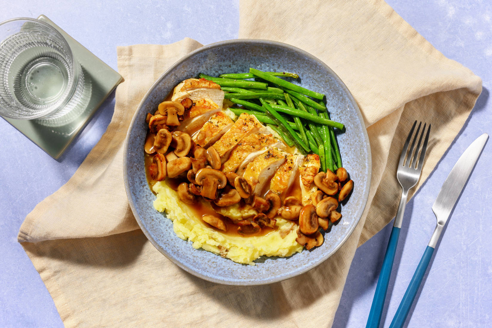 Roasted Chicken in Red Wine Mushroom Sauce