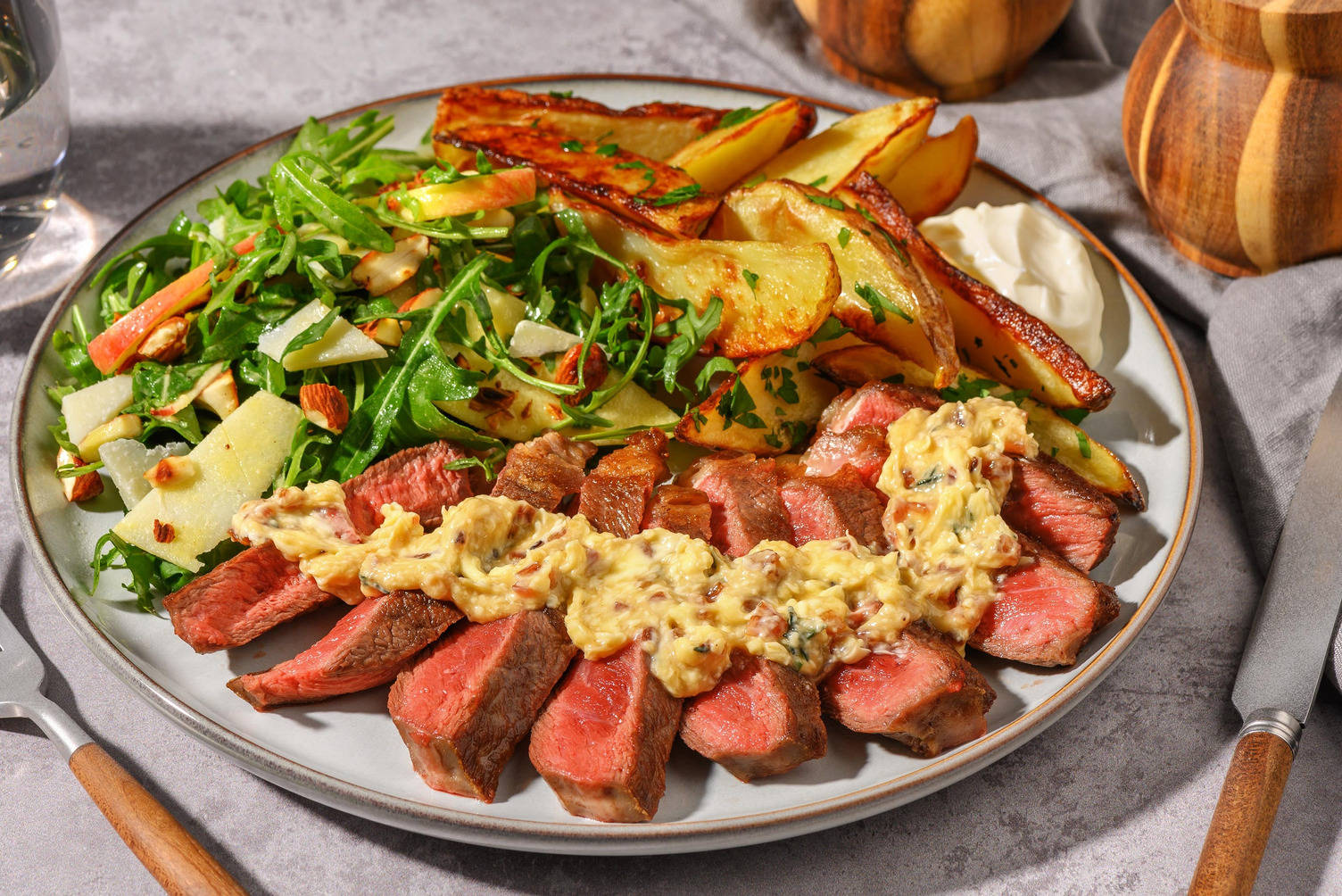 Rumpsteak og skalotteløgssmør