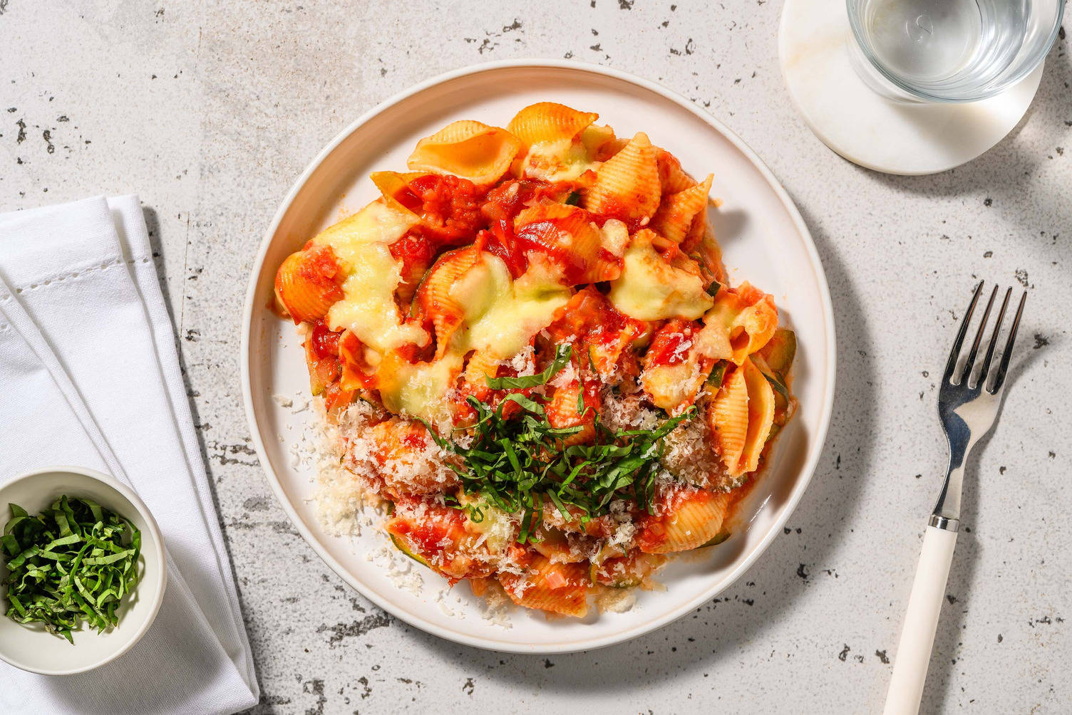 Conchiglie gratinées à la mozzarella