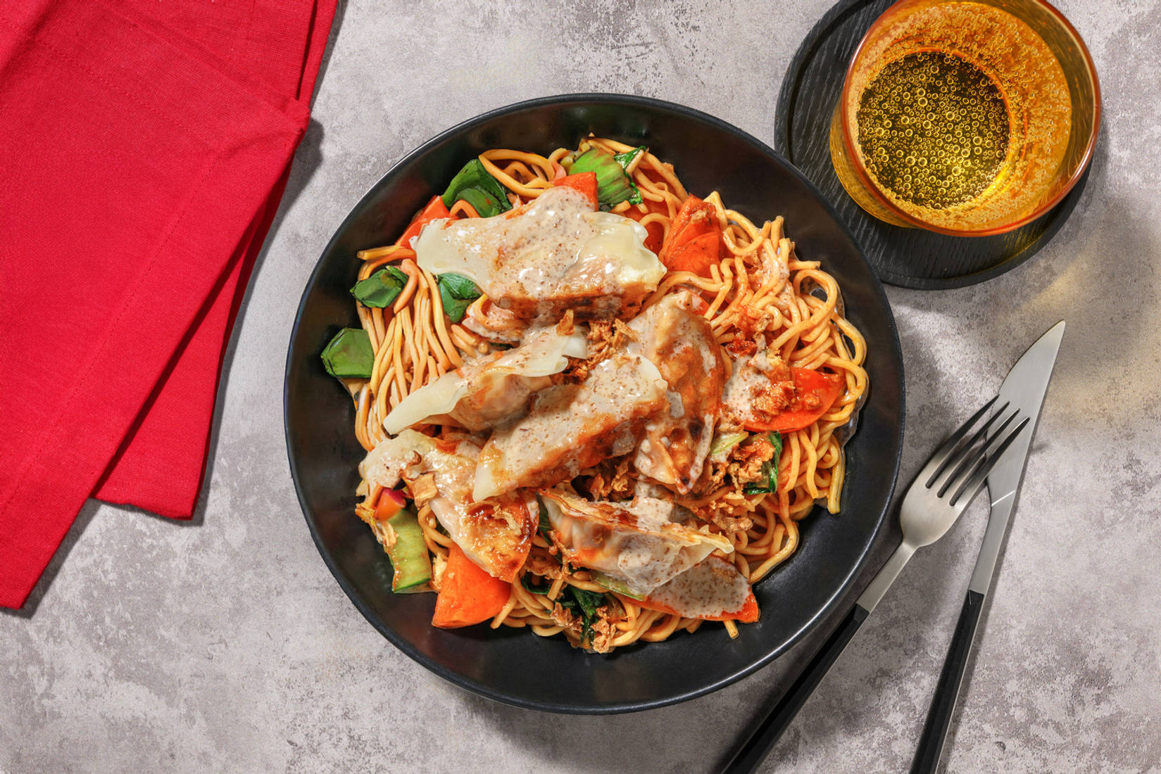 Vegetable Gyoza & Garlic Noodle Stir-Fry