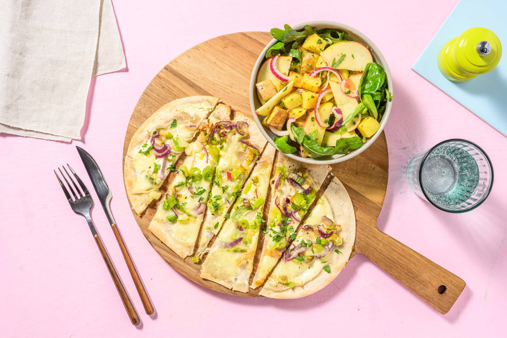 Flammekueche au poireau et mozzarella 