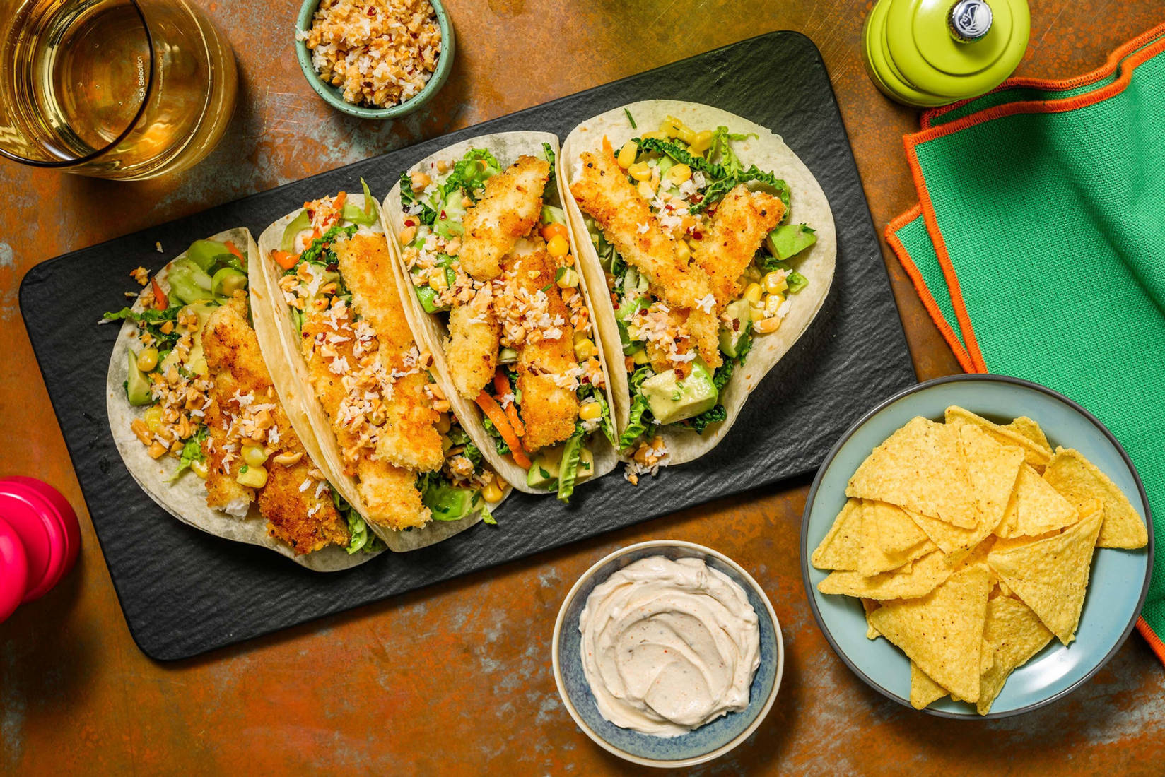 Karibiskinspirerade krispiga fisktacos