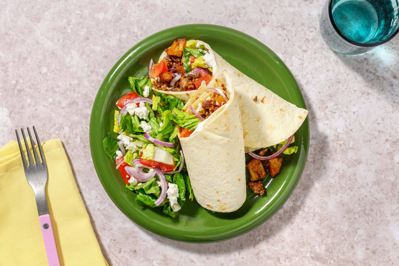 Snabb blandfärsfylld souvlakiwrap