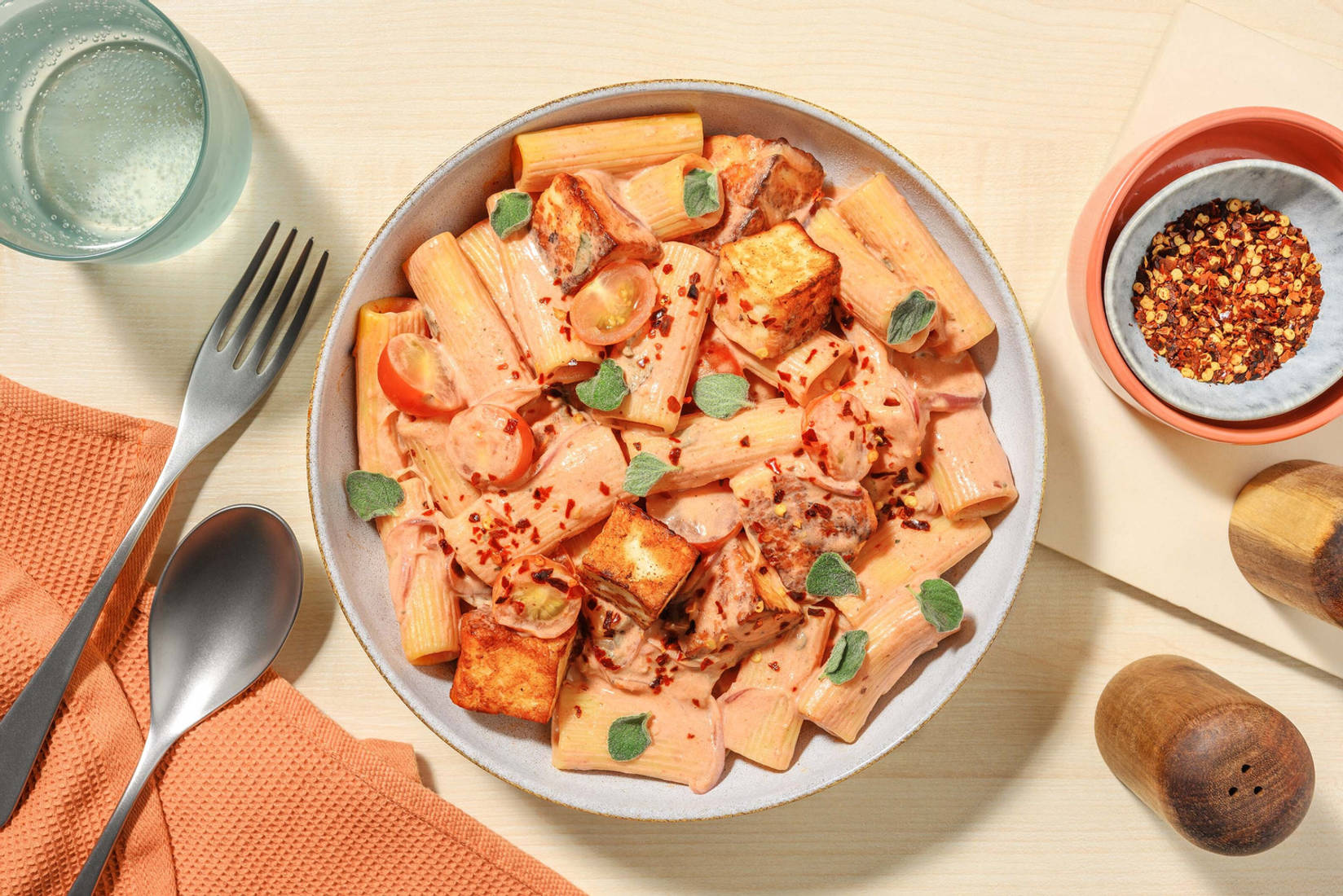 Grillost- och körsbärstomatspasta