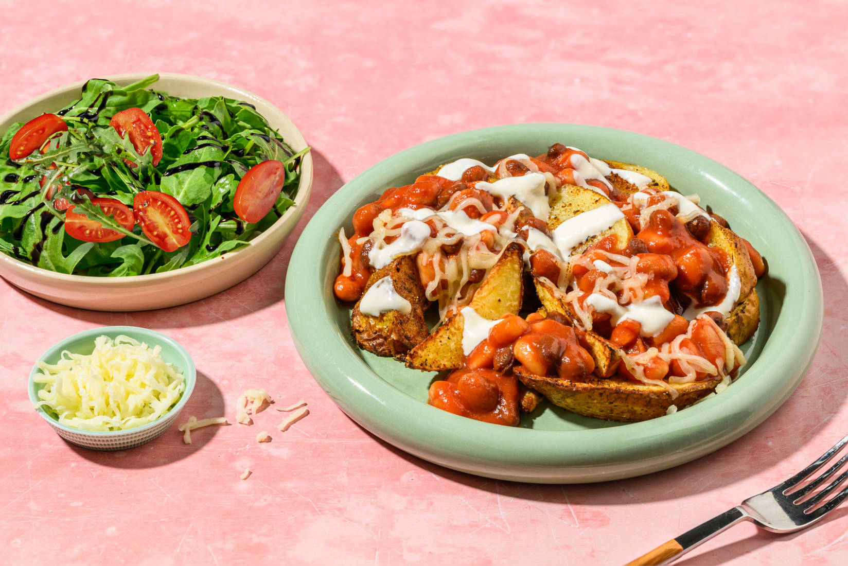 Cheesy Chipotle Bean Chilli Loaded Wedges