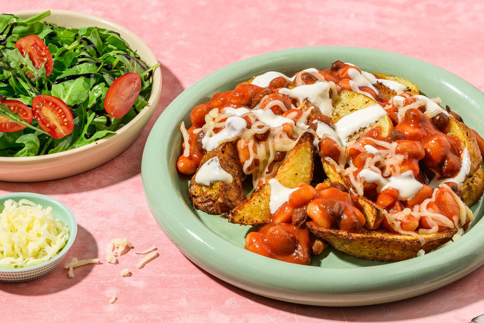 Cheesy Chipotle Bean Chilli Loaded Wedges