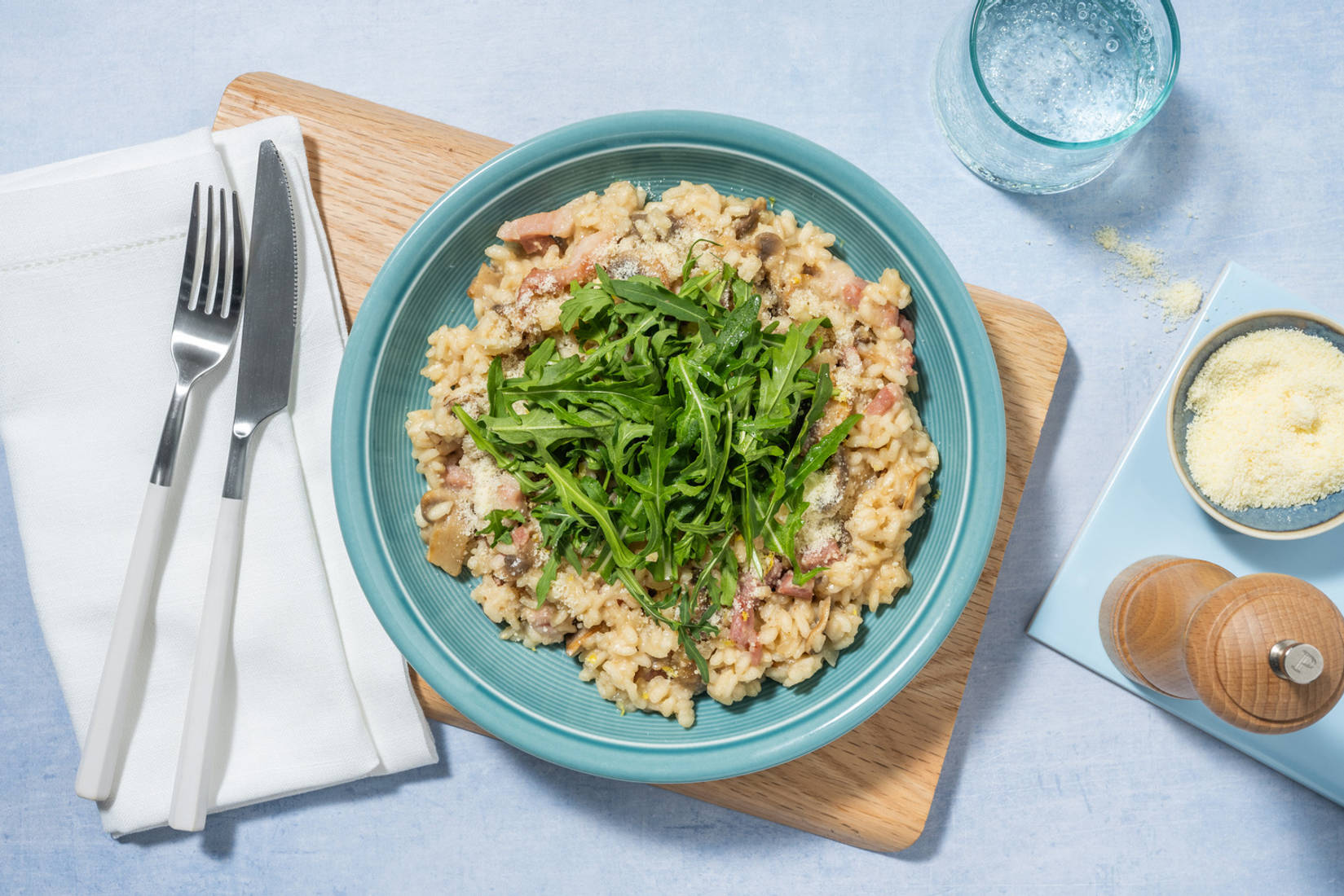 Oven-Baked Bacon, White Wine & Mushroom Risotto