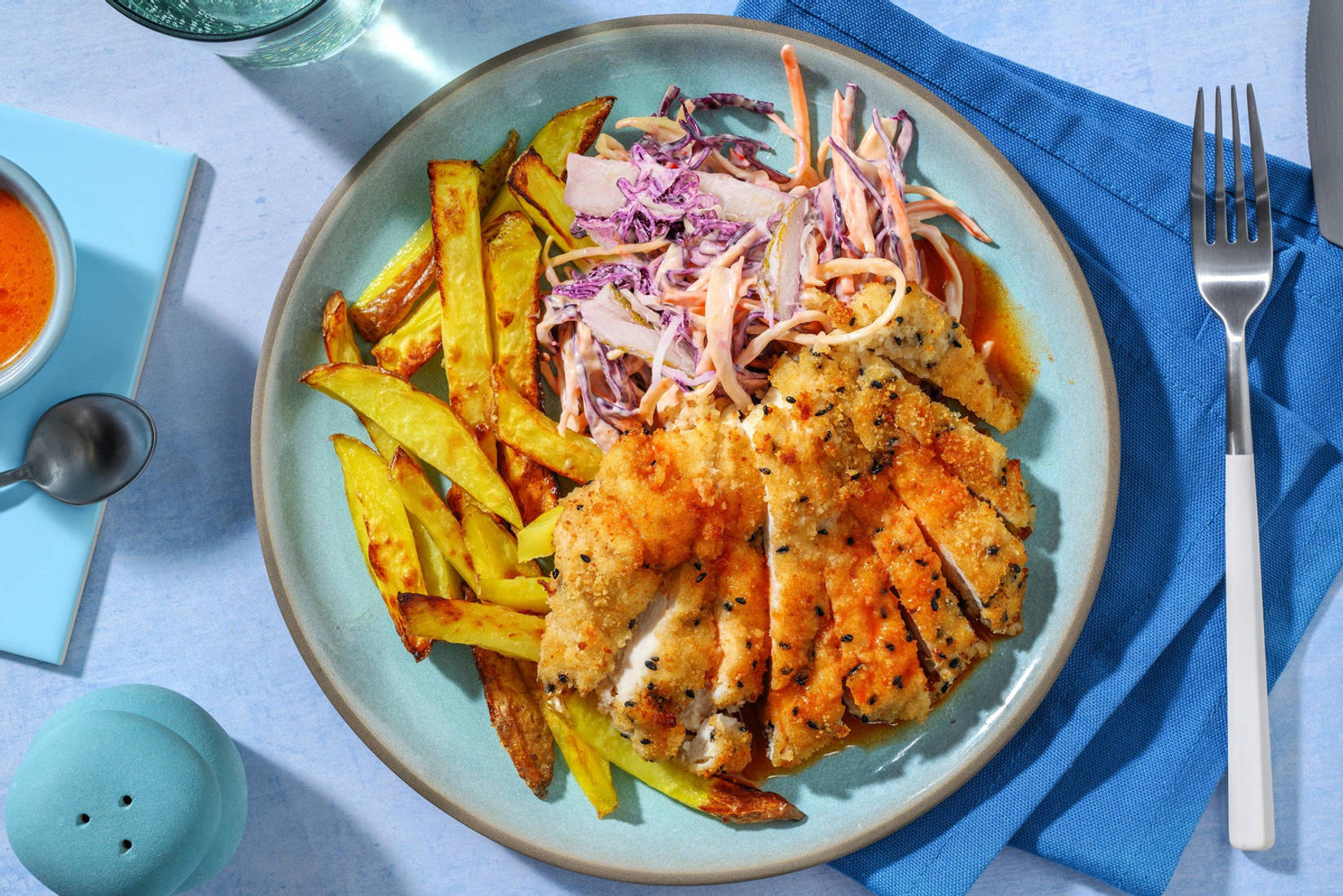 Sesame Chicken Schnitzel and Gochujang Butter Sauce