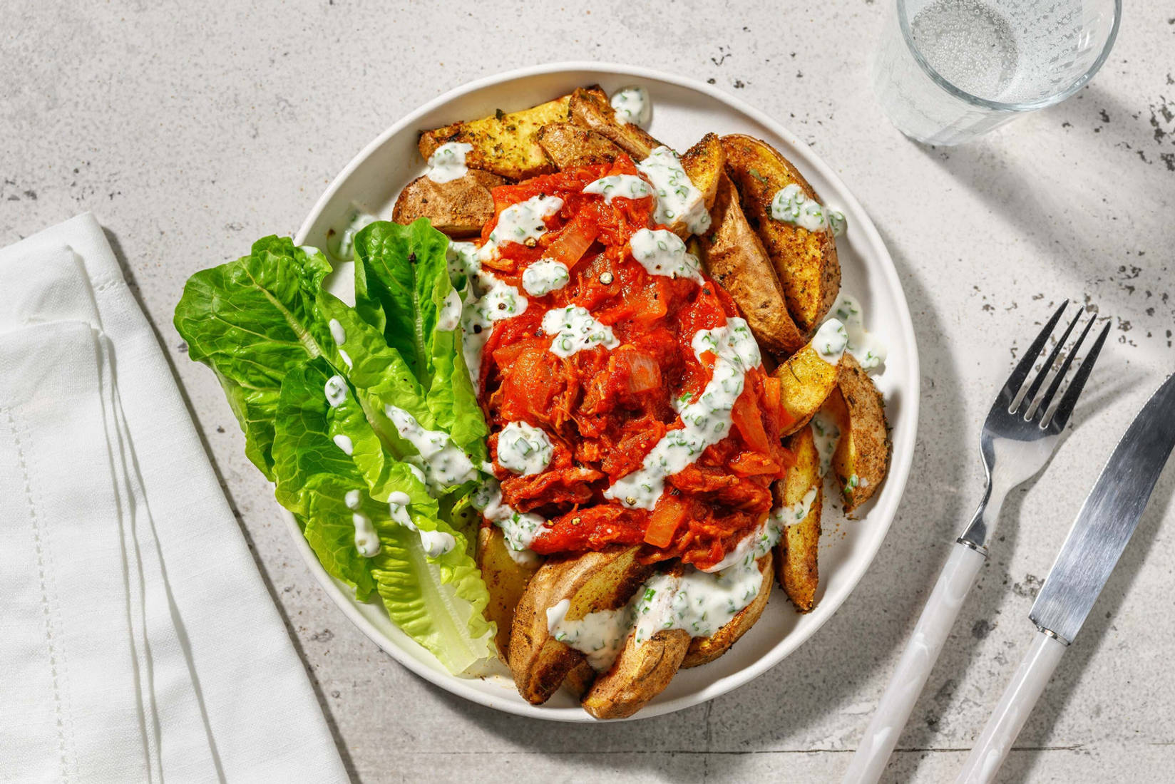 Pulled pork-toppad klyftpotatis