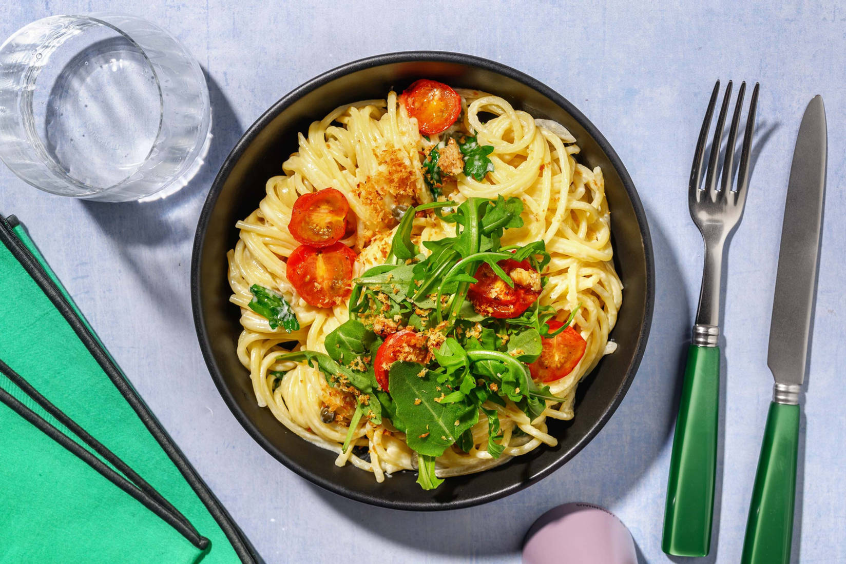 Cremet kapers- og citronspaghetti