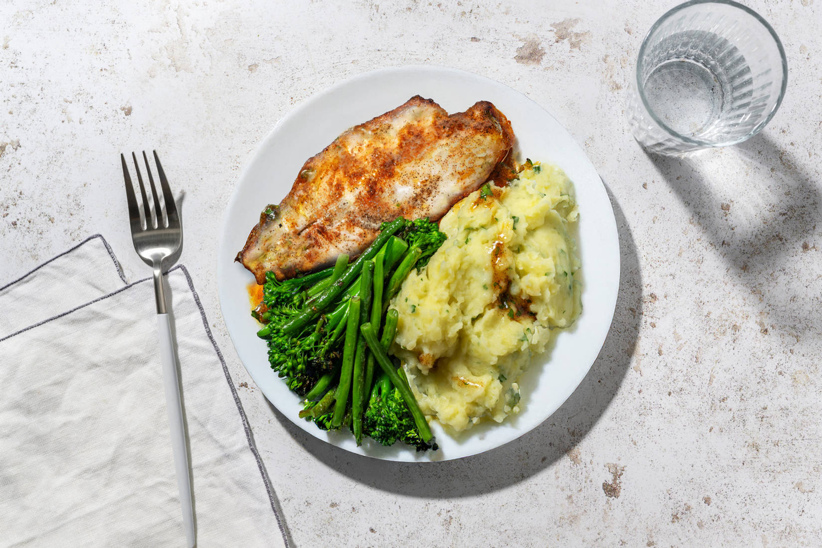 Cajun Spiced Basa and Parsley Dressing