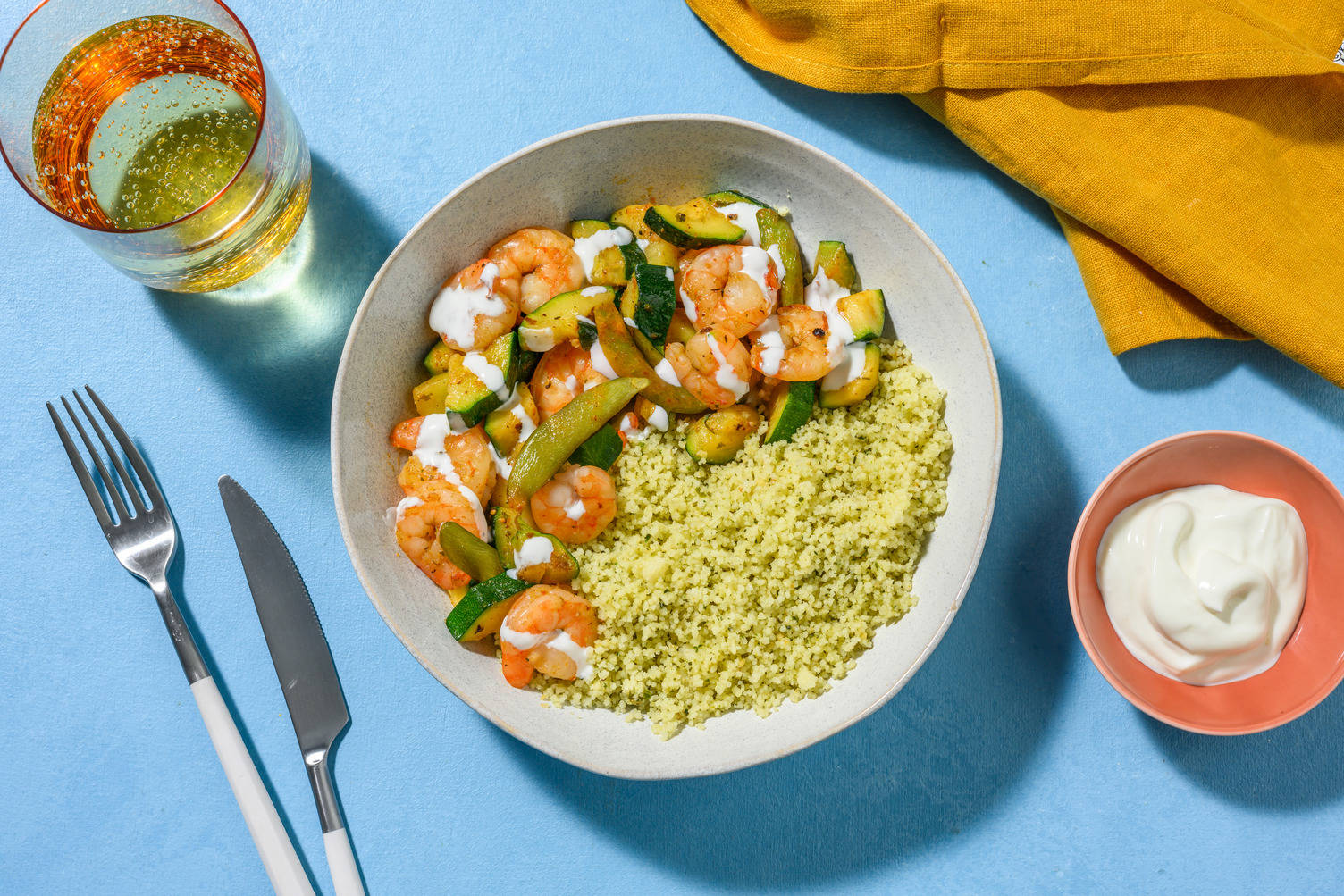 Quick Chermoula Double Prawns and Stir-Fried Veg