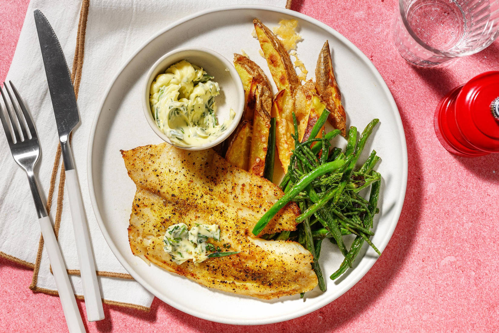 Oven-Baked Sea Bass in Tarragon-Garlic Butter