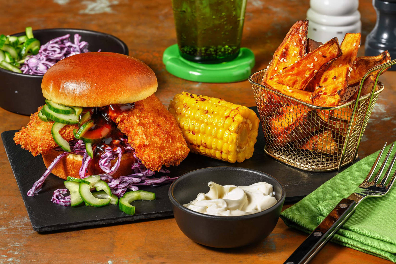 Krydret koreansk kyllingburger