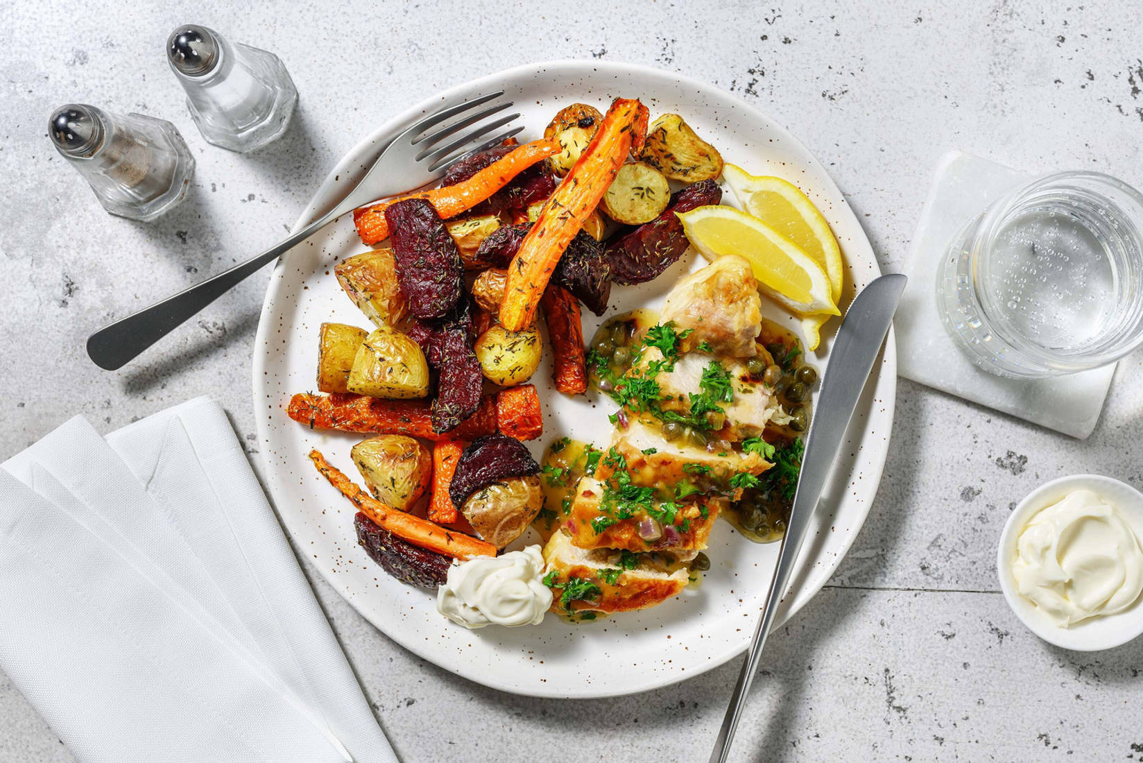 Kip piccata met ovengebakken krieltjes