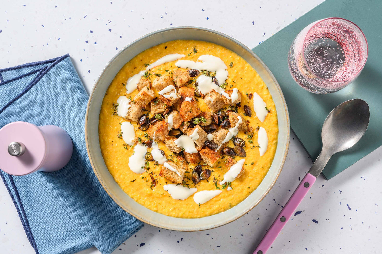 Soupe de potimarron et croûtons de ciabatta