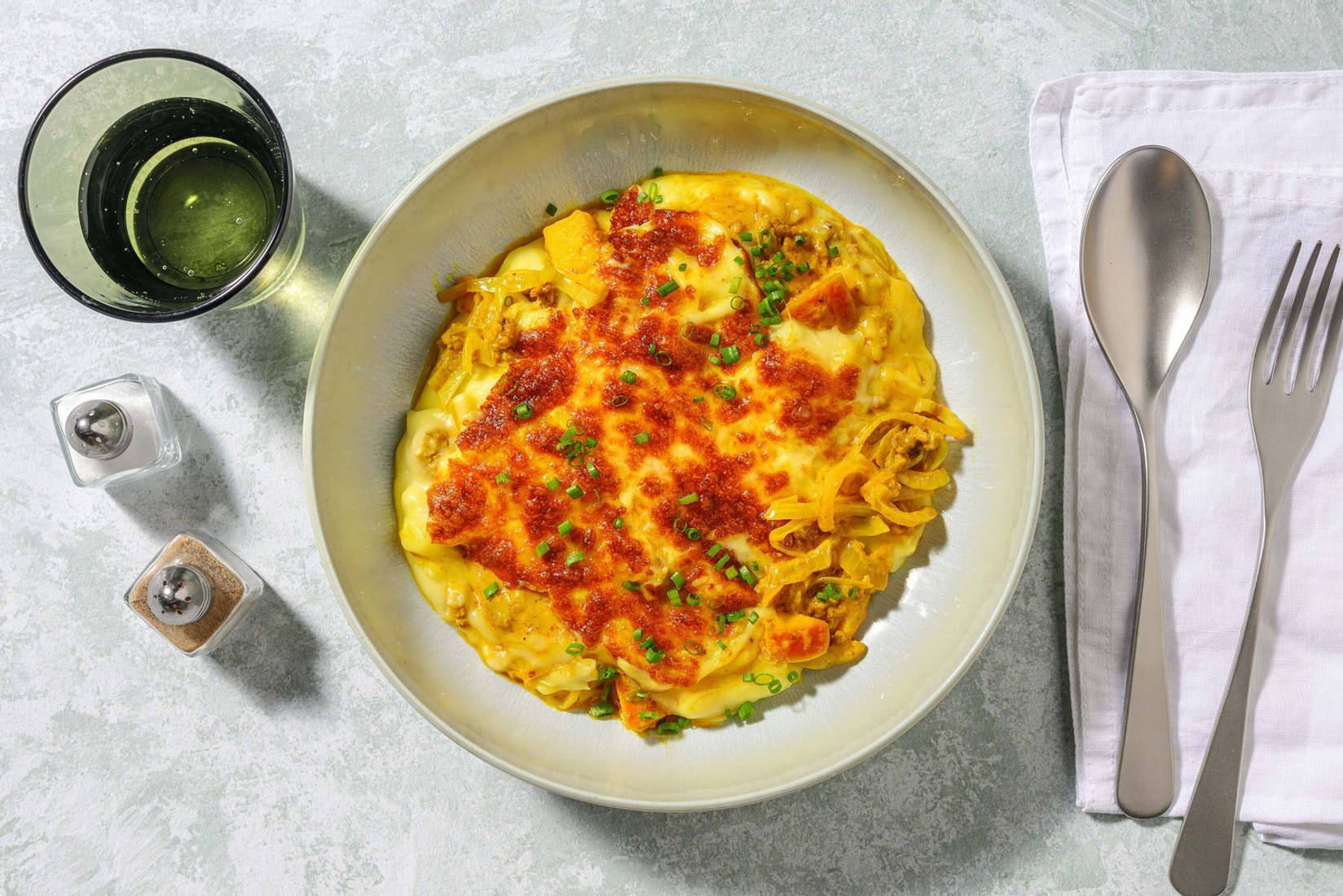 Hachis Parmentier au curry et à la ciboulette