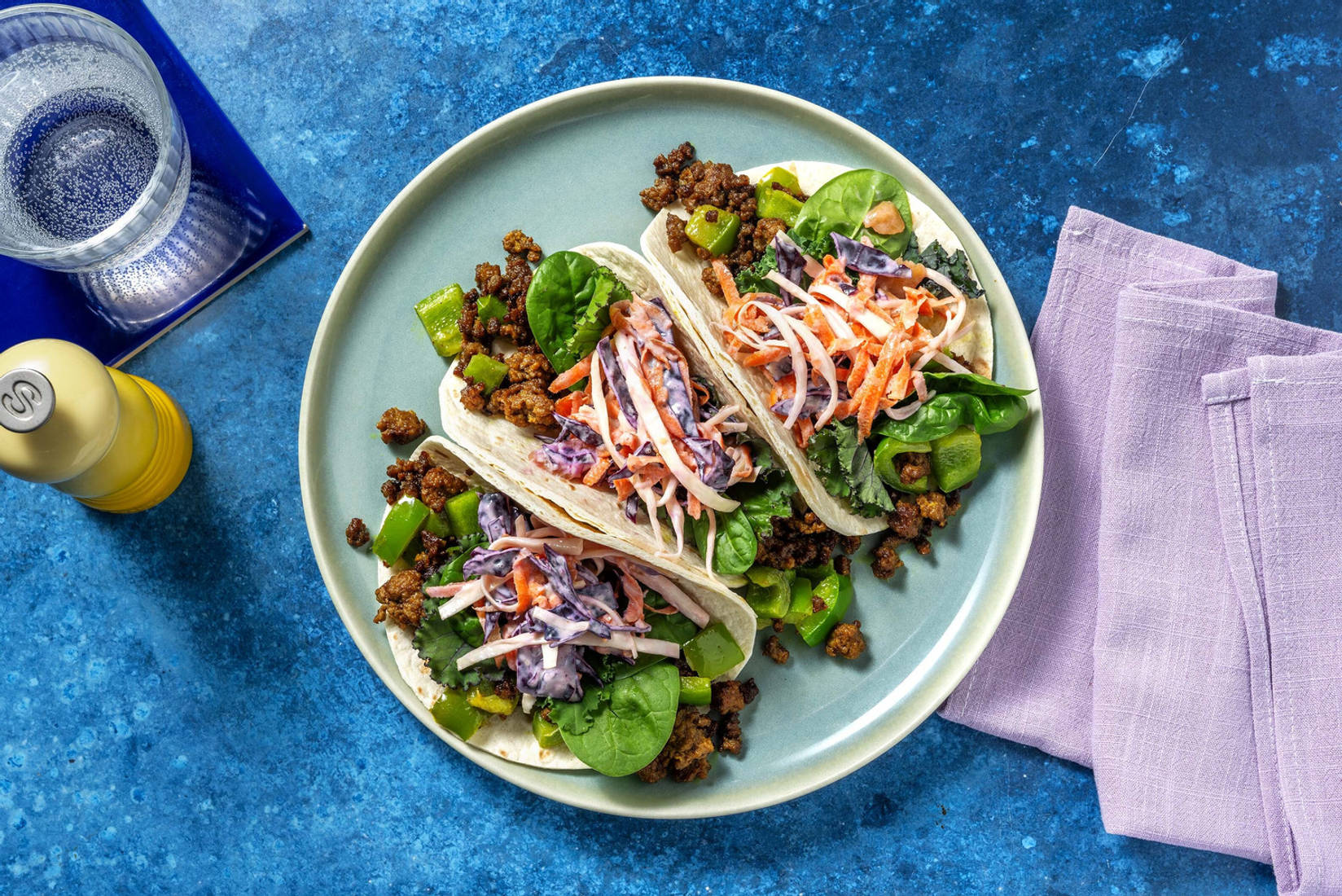 Indian Style Spiced Beef and Pepper Tacos