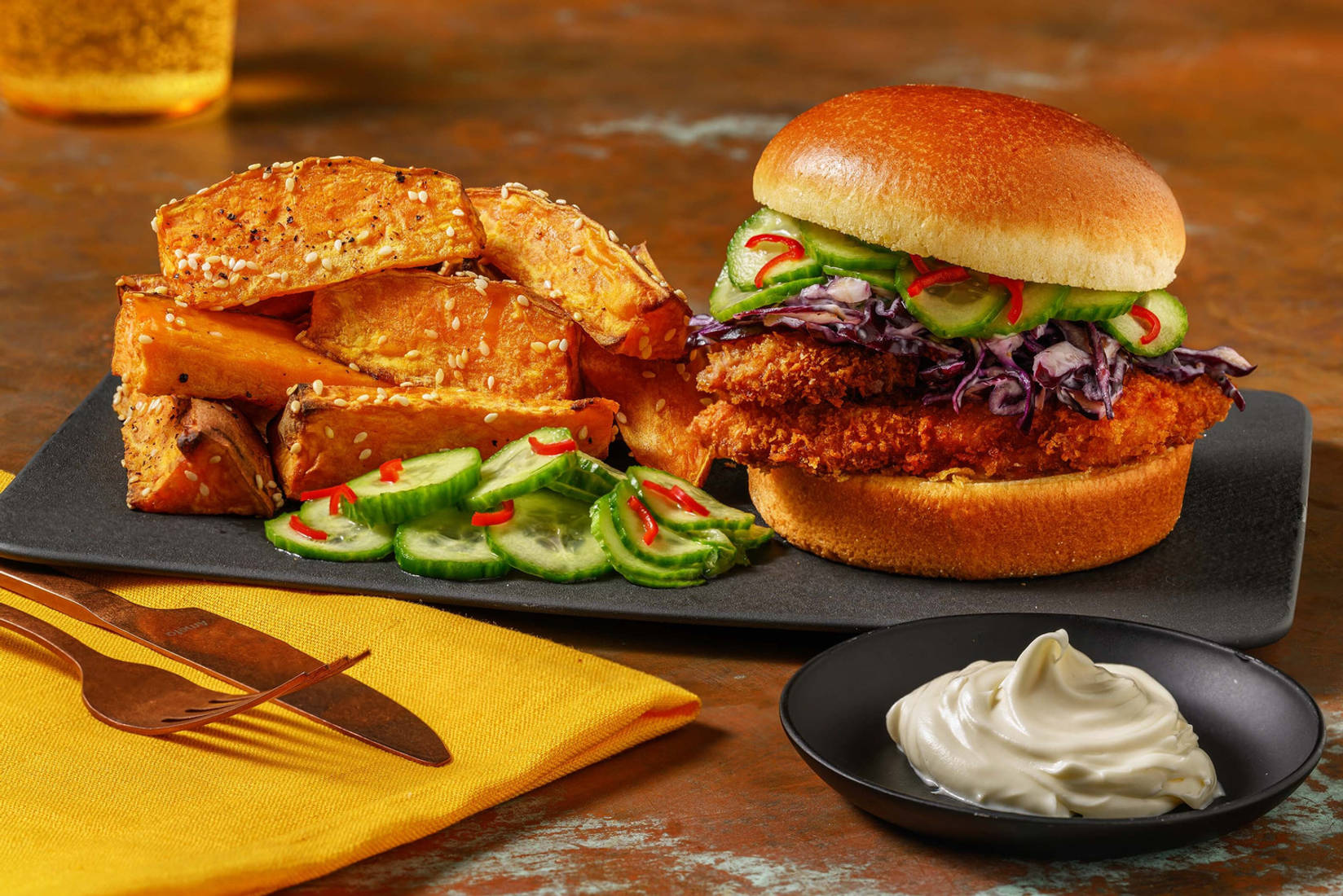 Kryddig koreansk kycklingburgare