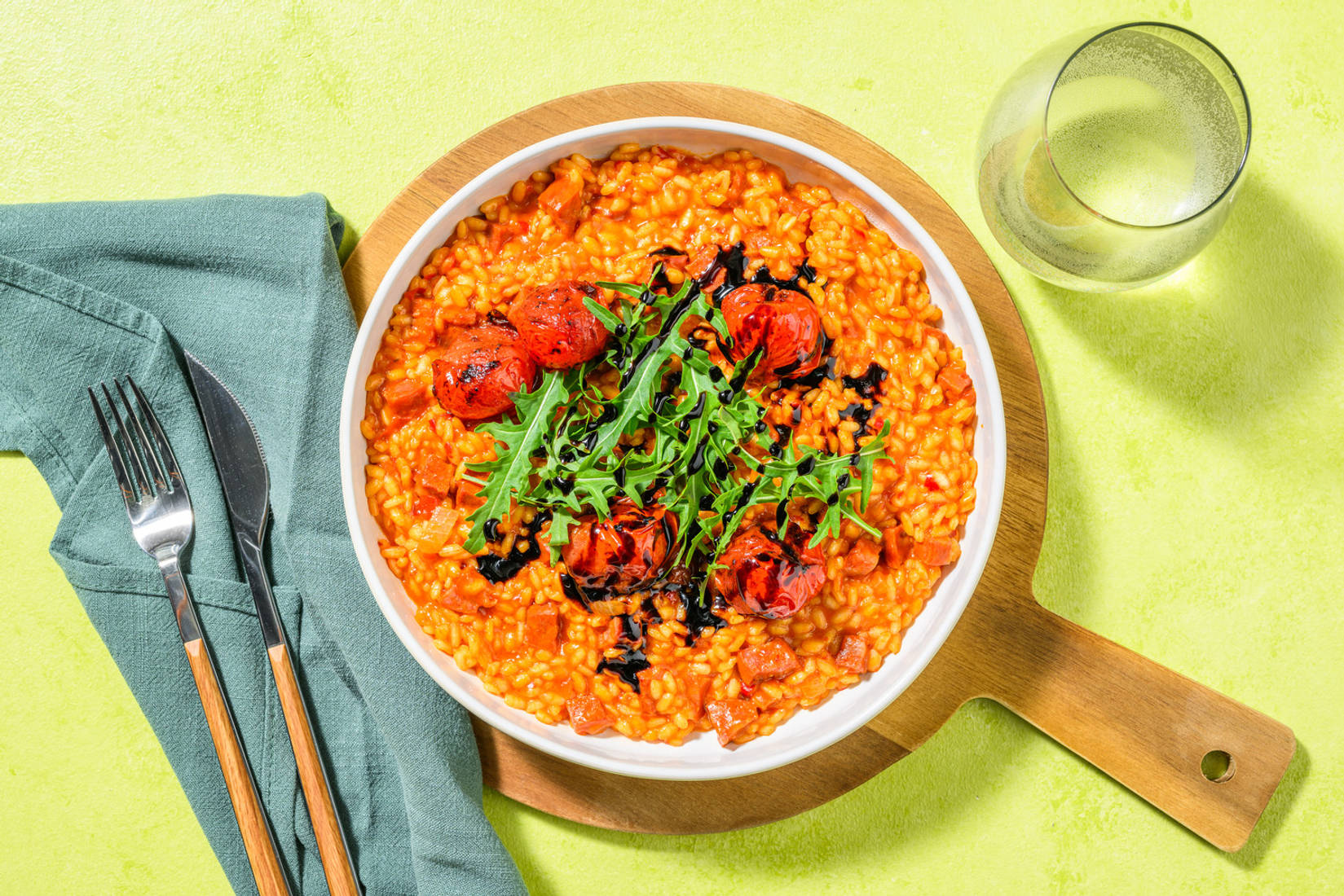 Oven-Baked Chicken, Chorizo and Tomato Risotto