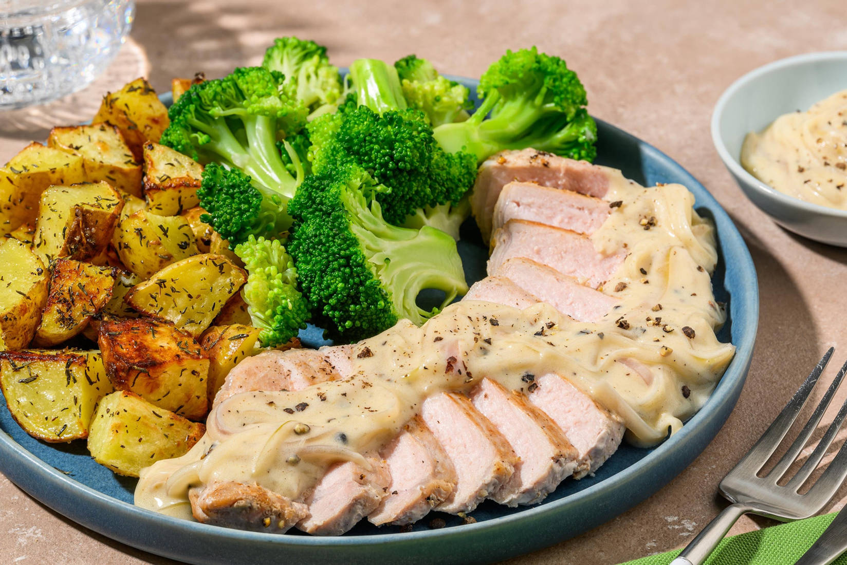 Pork Steak and Homemade Peppercorn Sauce