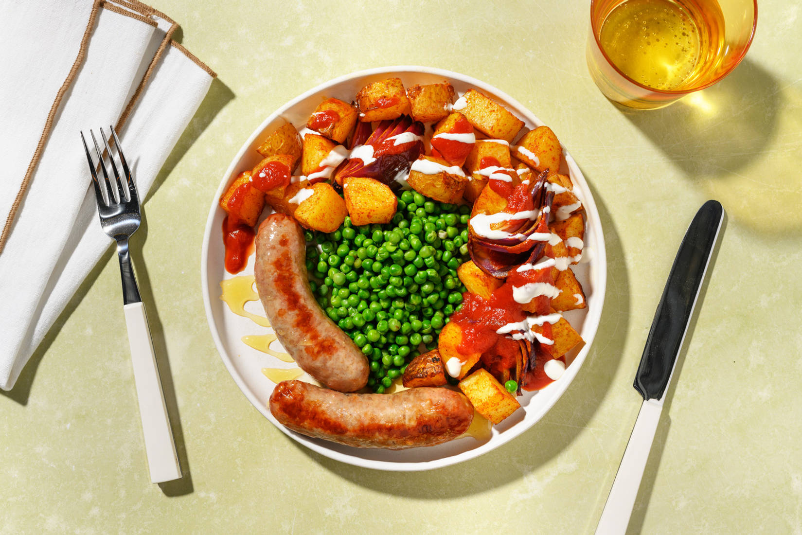 Honey Glazed Sausage Bake and Bravas Inspired Sauce