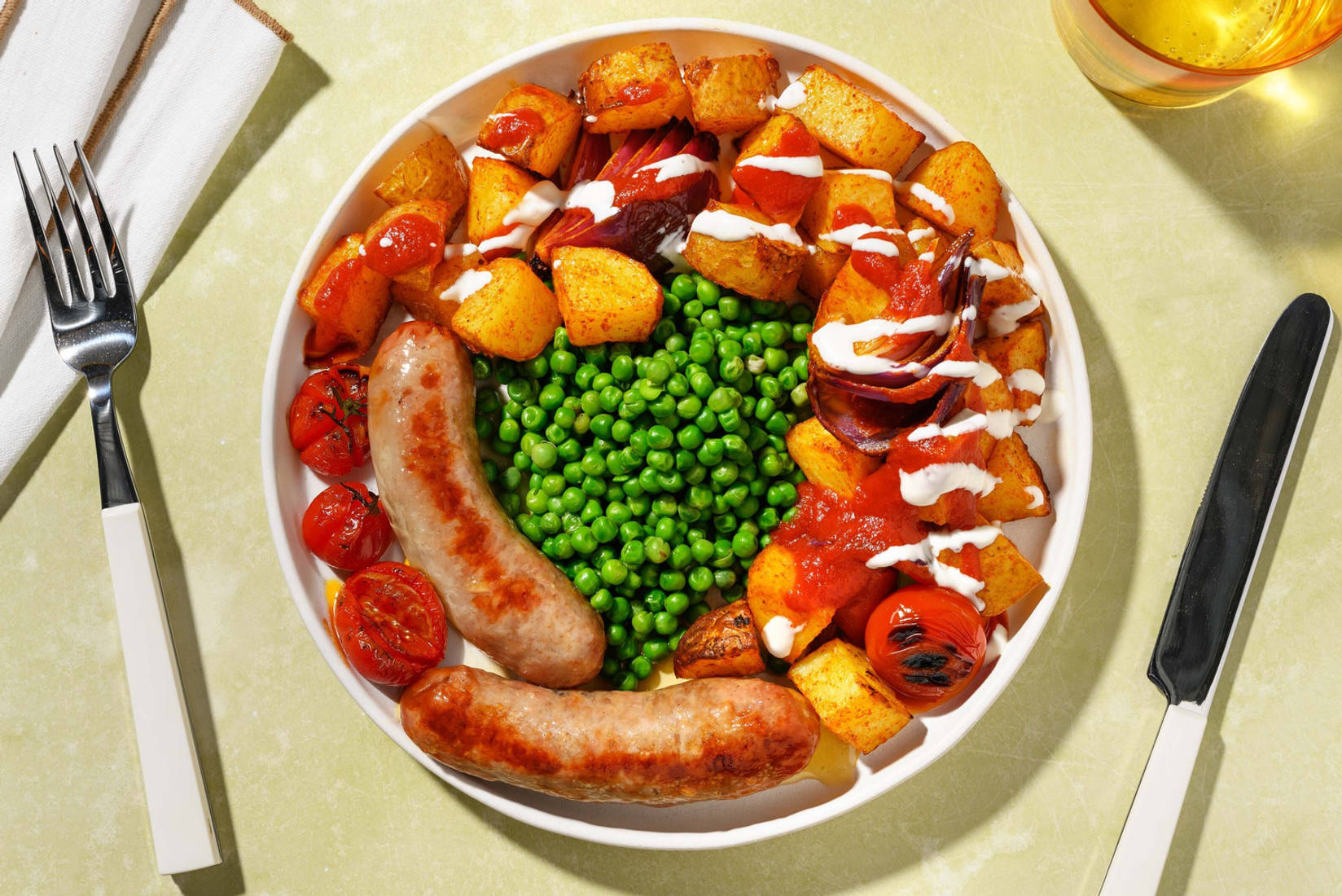 Honey Glazed Double Sausage Bake and Bravas Inspired Sauce