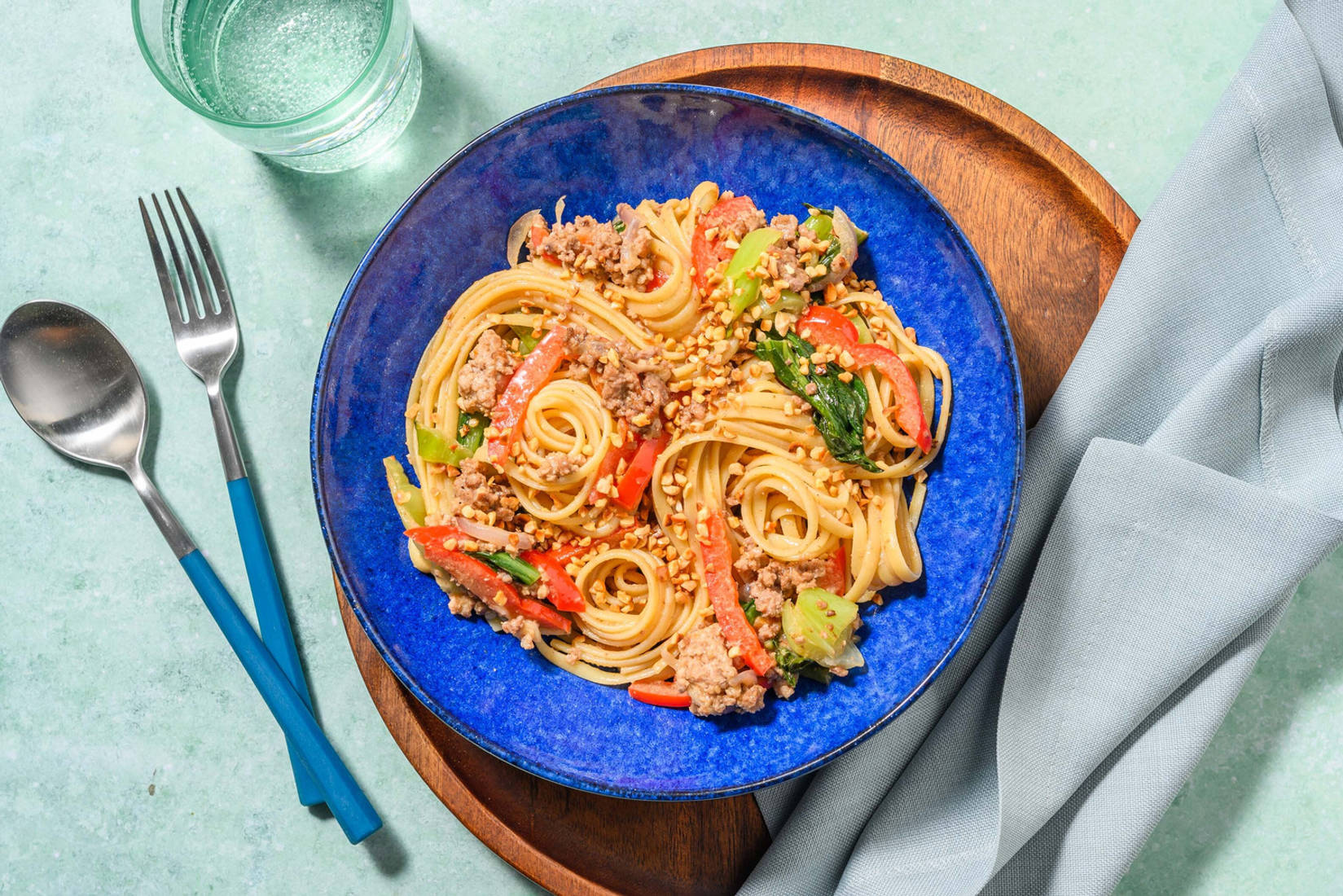 Saucy Peanut, Beef and Pork Noodles