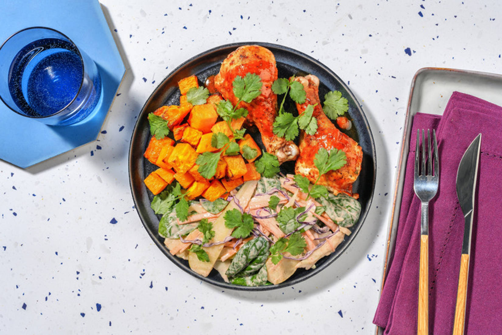 Sticky Chicken Drumsticks & Roast Pumpkin