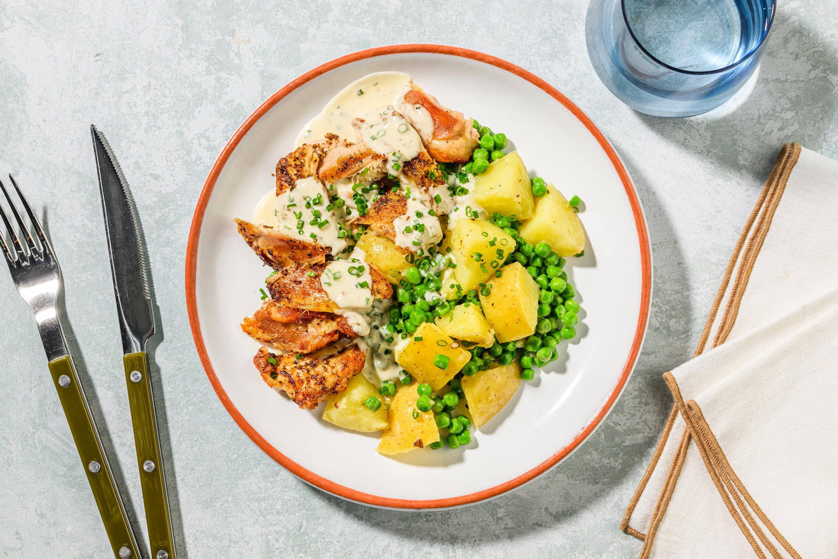 Midweek Roasted Chicken Thighs and Chive Sauce