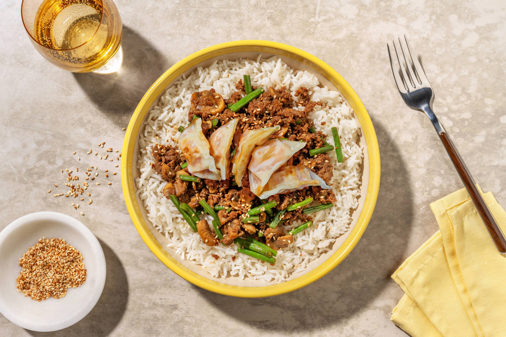 Honey Miso Mushroom Beef, Pork and Vegetable Gyozas