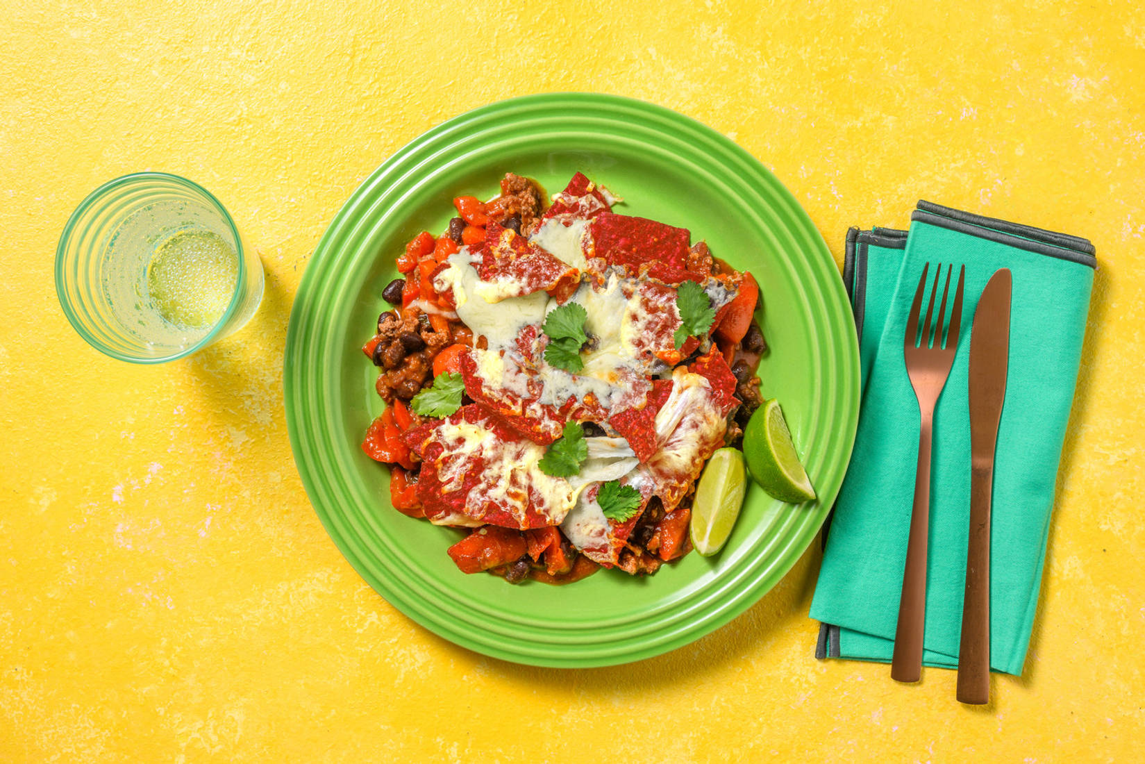 Nachoschotel met rundergehakt en cheddar