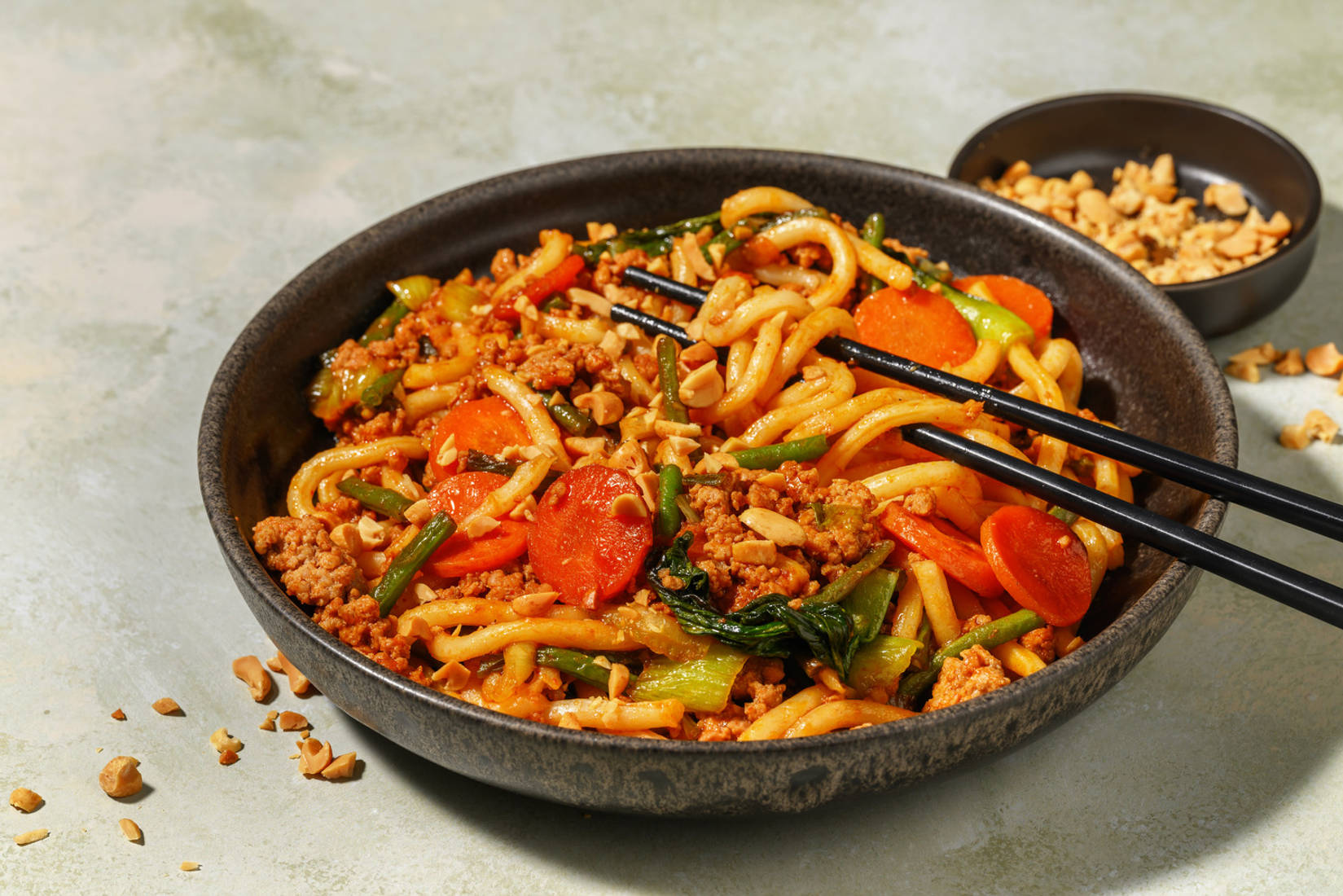One Pan Gochujang Beef and Peanut Udon