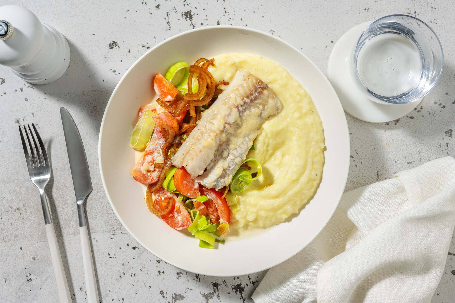 Romige visgratin met prei en Goudse kaas