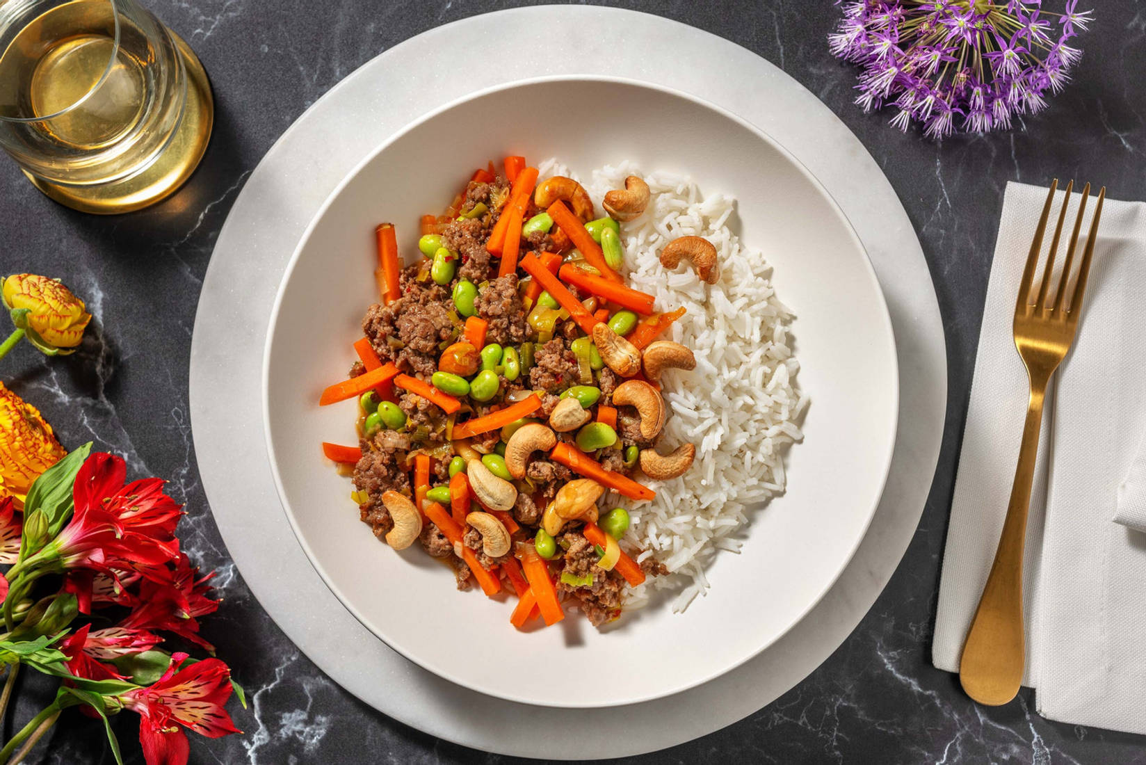 Süßsaure Reispfanne mit Bio-Rinderhackfleisch