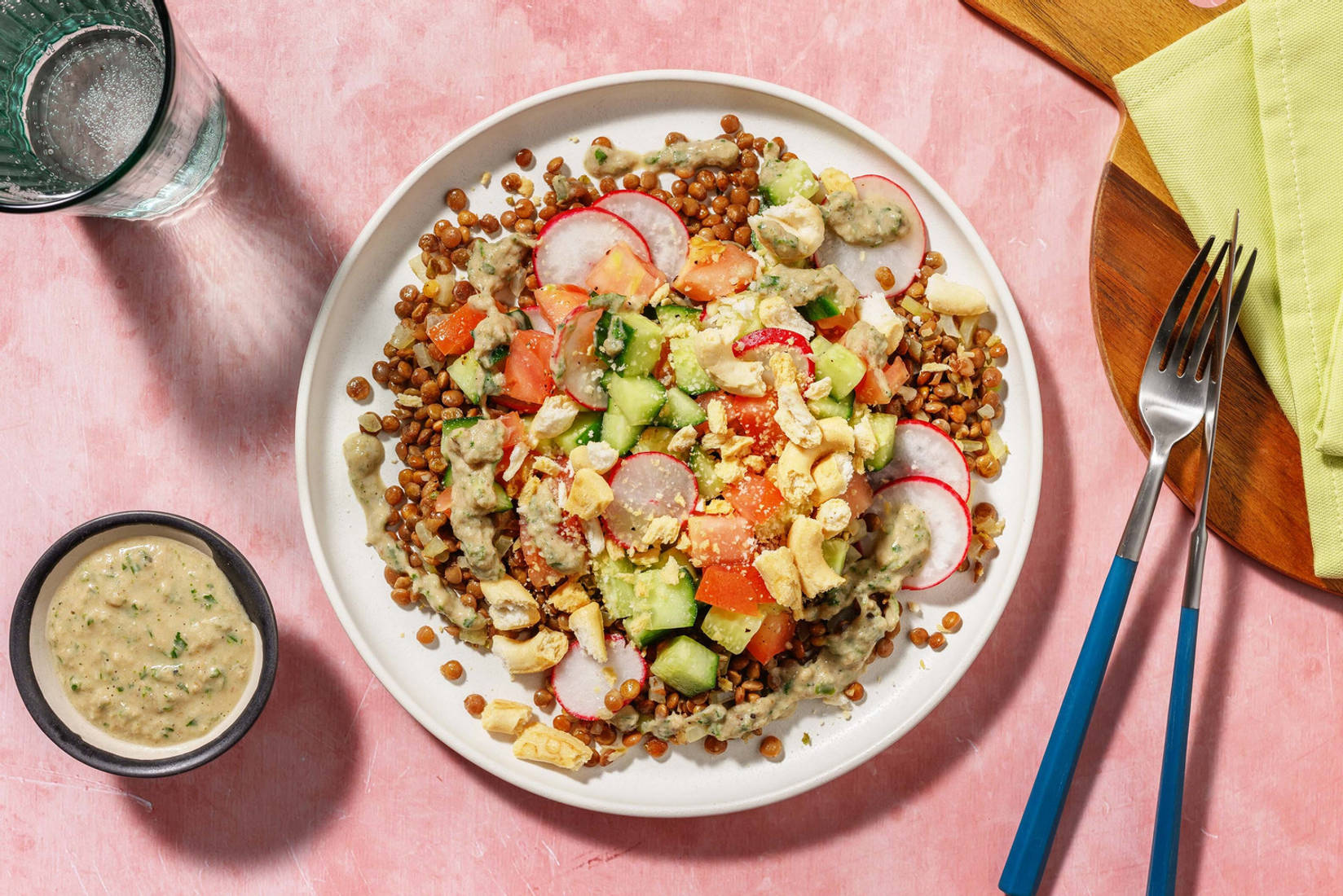 Insalata di lenticchie e salsa alle alici