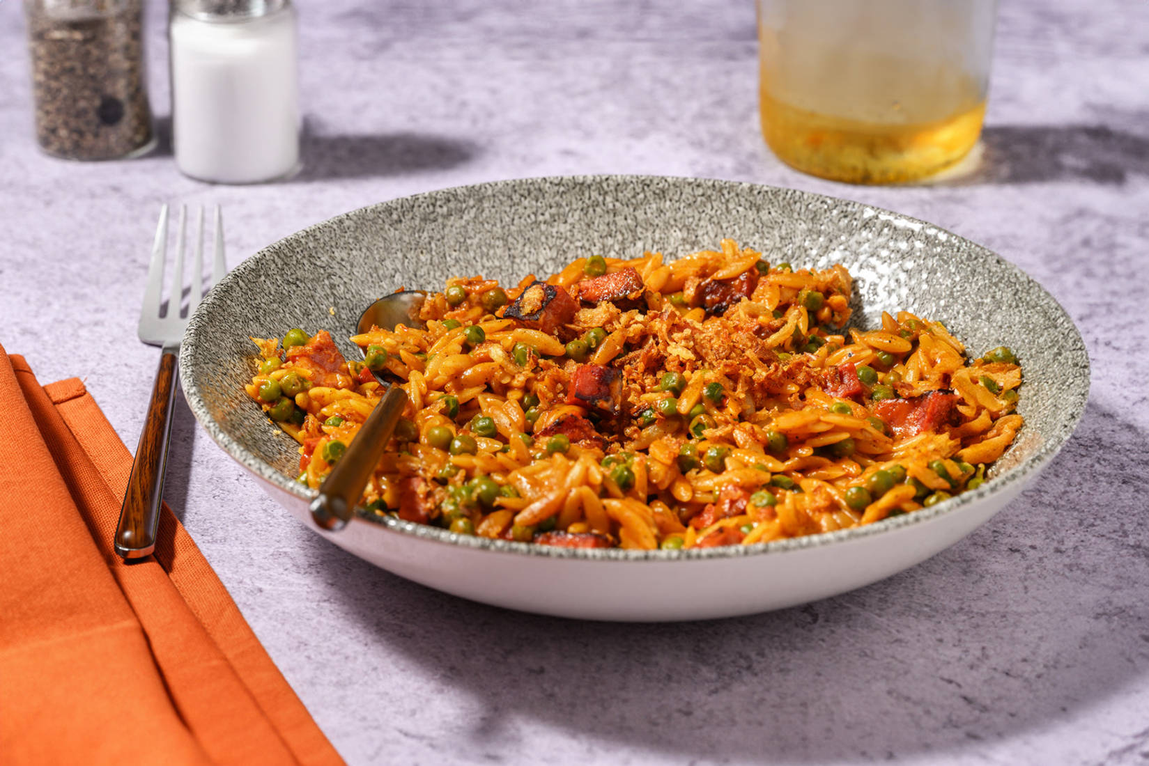 Creamy Cajun Spiced Chorizo Orzo