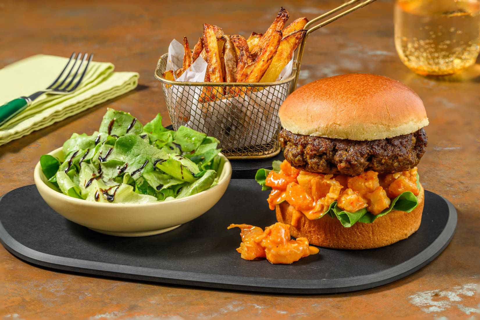 Cheesy Surf and Turf Burger