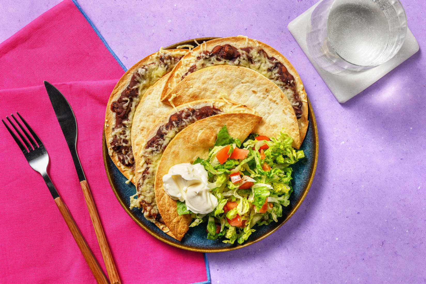 Cheesy Gochujang Black Bean Quesadillas