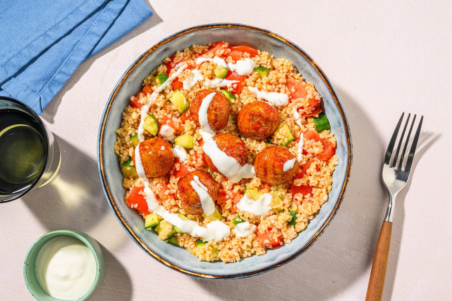 Glazed Falafels and Harissa Tabbouleh
