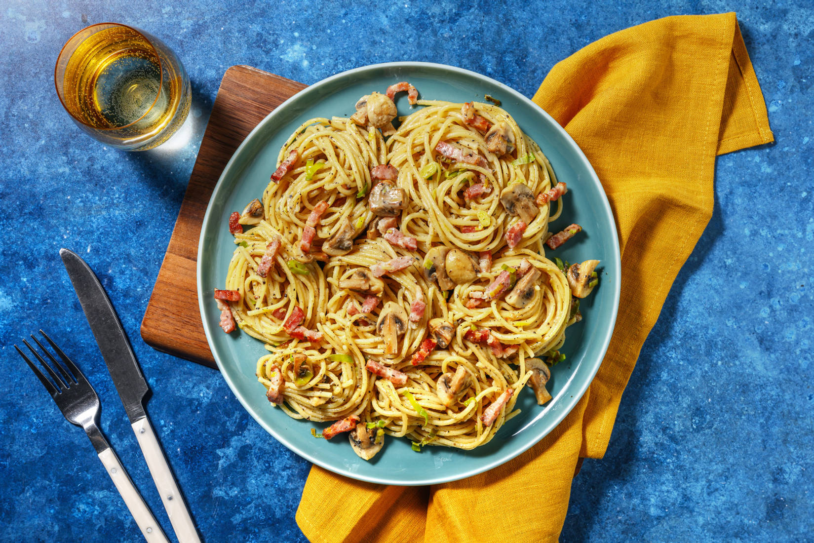 Nos immanquables spaghetti poireau-lardons