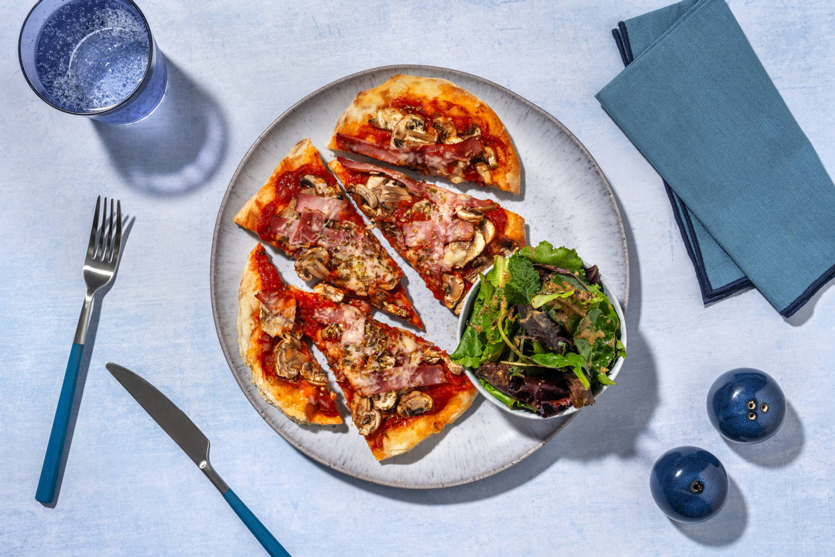 Pizza naan Regina : jambon & champignons