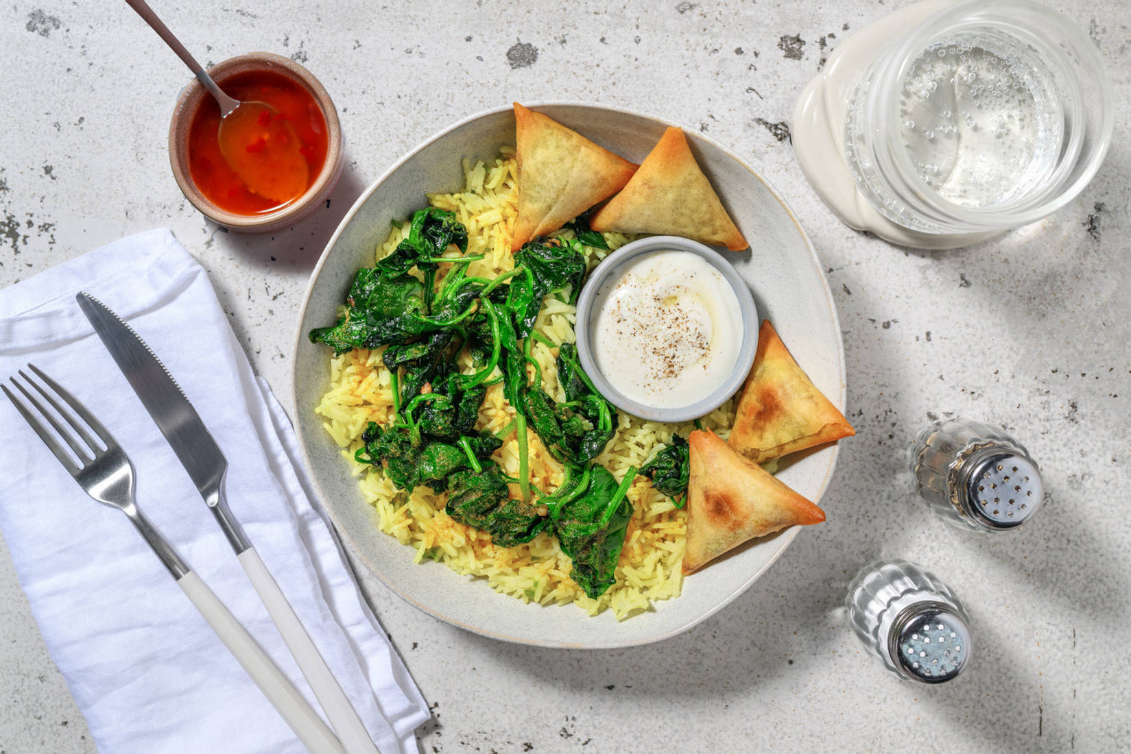 Samossas veggie & riz au beurre de curcuma 