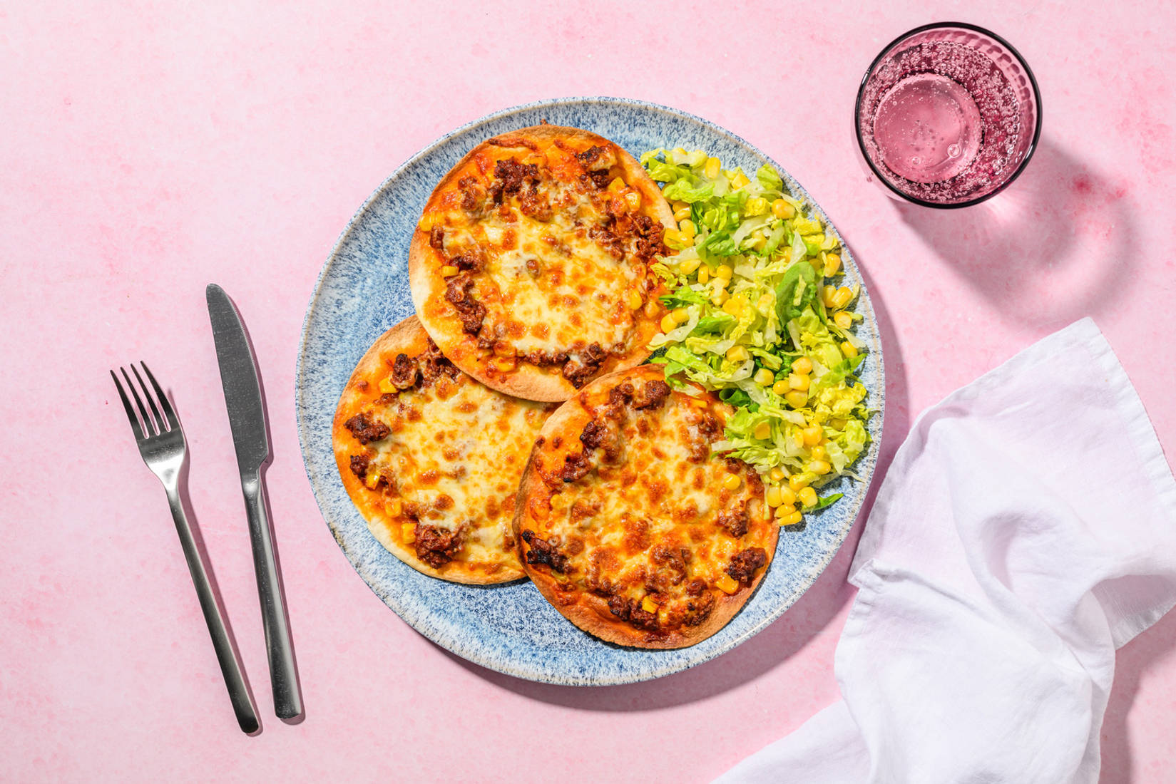 Tostadas tex-mex au bœuf & cheddar fondu